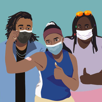 Vector Lineless Illustration of Masked and Vaccinated BIPOC (2021)